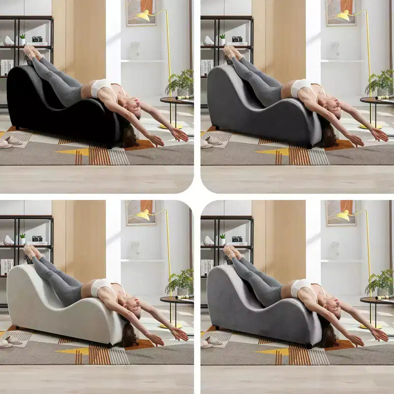 Mjkone Chaise longue de yoga en velours, chaises de yoga incurvées modernes pour adultes pour l'étirement, la relaxation, l'exercice