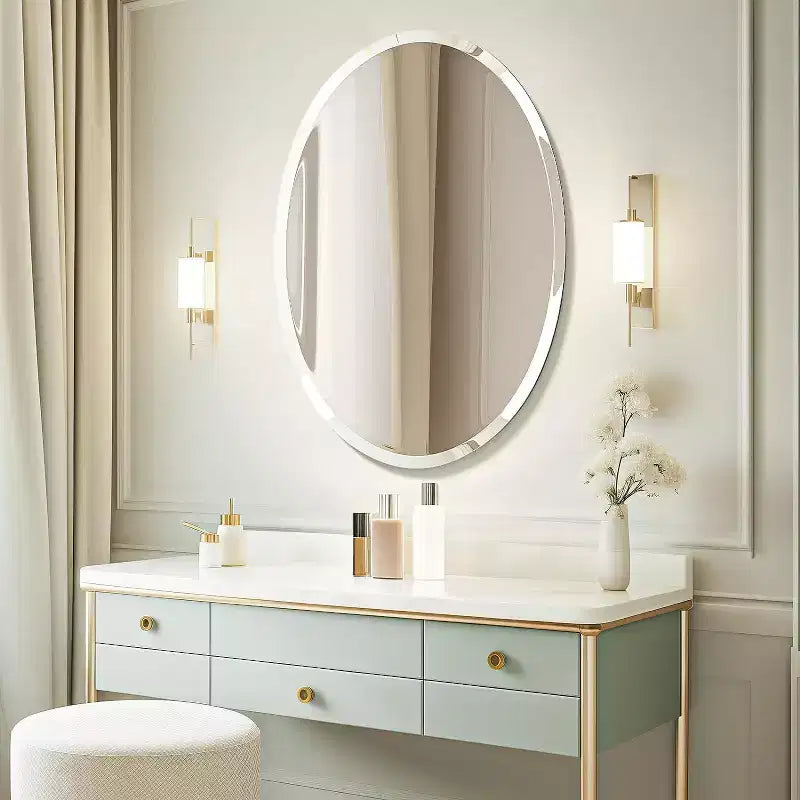 Miroir mural ovale sans cadre pour salle de bain/coiffeuse