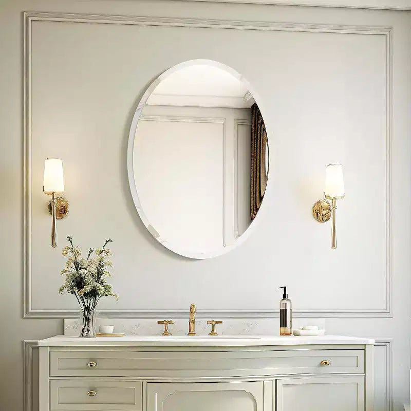 Miroir mural ovale sans cadre pour salle de bain/coiffeuse