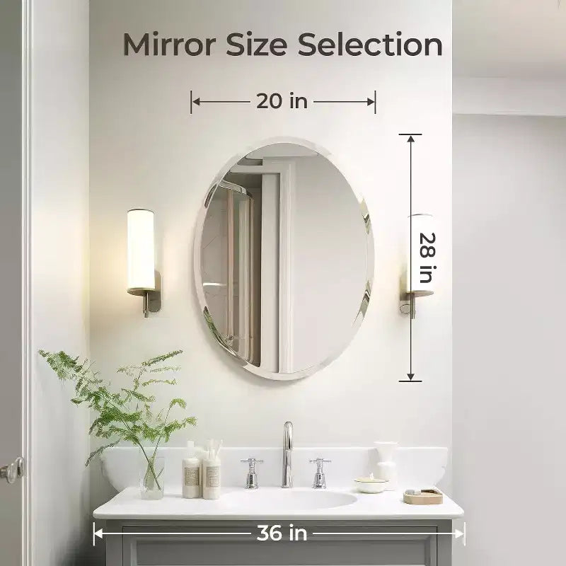 Miroir mural ovale sans cadre pour salle de bain/coiffeuse