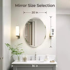 Miroir mural ovale sans cadre pour salle de bain/coiffeuse