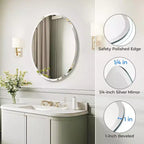 Miroir mural ovale sans cadre pour salle de bain/coiffeuse