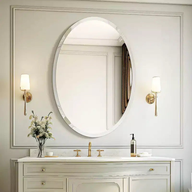 Miroir mural ovale sans cadre pour salle de bain/coiffeuse