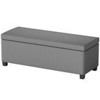 HOMCOM Banc de rangement 112 cm, Repose-pieds en velours côtelé, Bout de lit avec couvercle, Pieds, Coffre de rangement pour salon, chambre, entrée, Gris