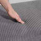 HOMCOM Banc de rangement 112 cm, Repose-pieds en velours côtelé, Bout de lit avec couvercle, Pieds, Coffre de rangement pour salon, chambre, entrée, Gris