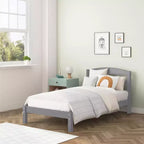 Lit plateforme en bois Lilly RealRooms avec tête de lit, double, gris