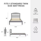 Lit plateforme en bois Lilly RealRooms avec tête de lit, double, gris