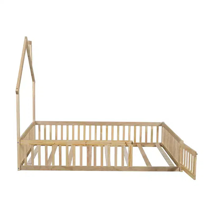 Lit de plate-forme Whisen Wood pour maison grandeur nature avec garde-corps