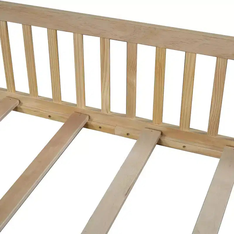 Lit de plate-forme Whisen Wood pour maison grandeur nature avec garde-corps