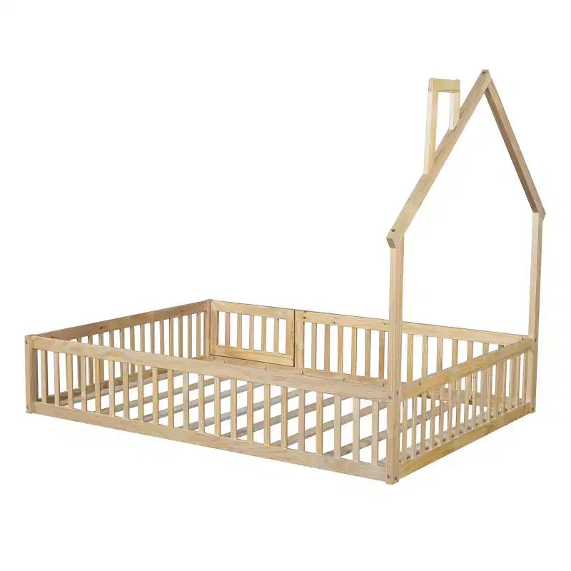 Lit de plate-forme Whisen Wood pour maison grandeur nature avec garde-corps