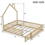 Lit de plate-forme Whisen Wood pour maison grandeur nature avec garde-corps