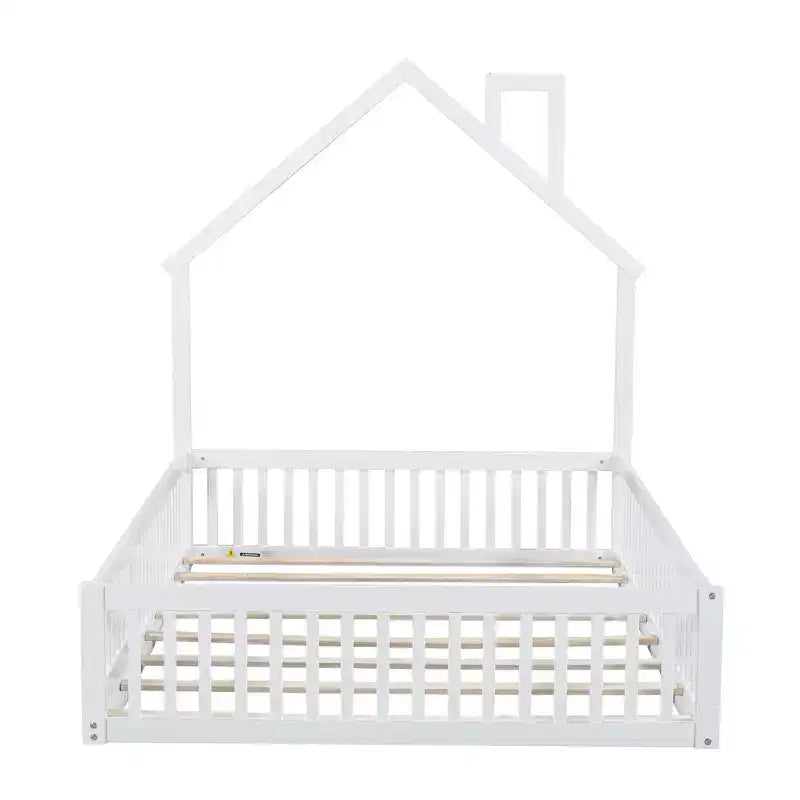 Lit de plate-forme Whisen Wood pour maison grandeur nature avec garde-corps