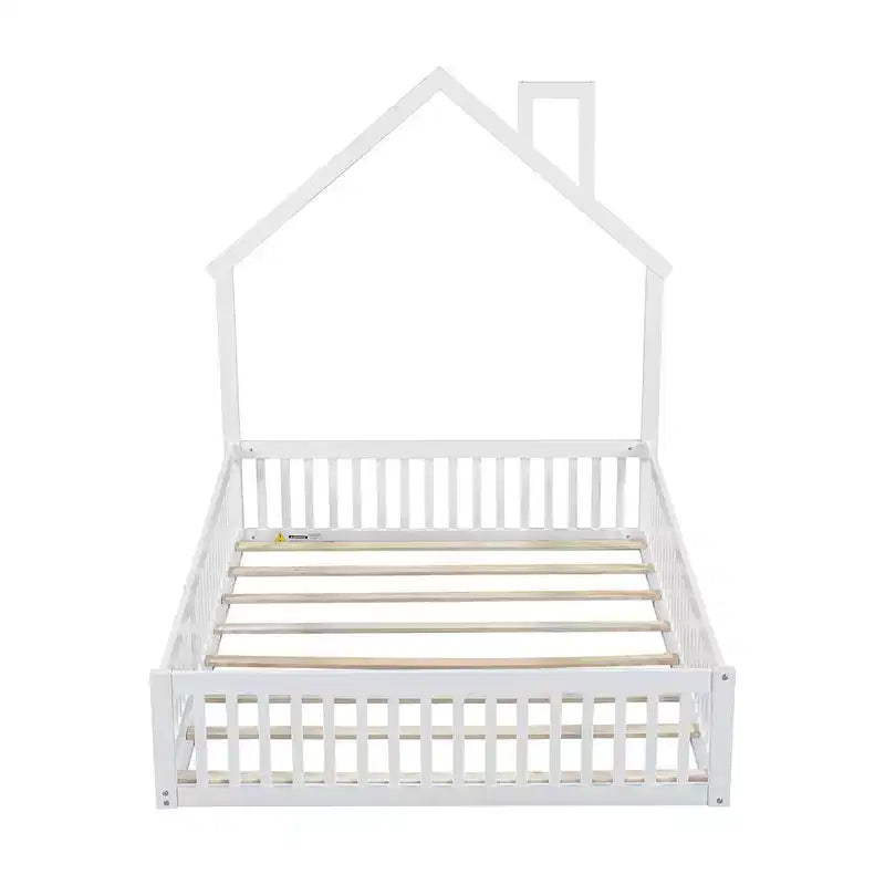Lit de plate-forme Whisen Wood pour maison grandeur nature avec garde-corps