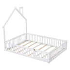 Lit de plate-forme Whisen Wood pour maison grandeur nature avec garde-corps