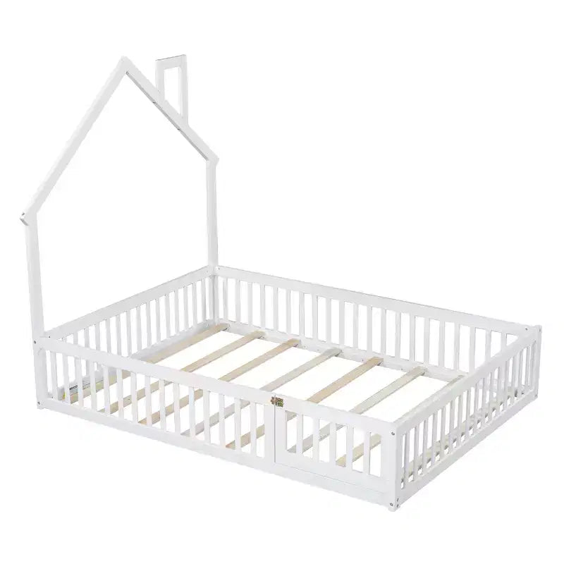 Lit de plate-forme Whisen Wood pour maison grandeur nature avec garde-corps