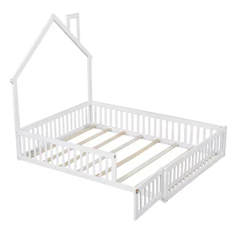 Lit de plate-forme Whisen Wood pour maison grandeur nature avec garde-corps