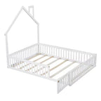Lit de plate-forme Whisen Wood pour maison grandeur nature avec garde-corps