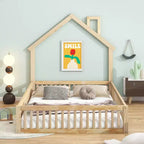 Lit de plate-forme Whisen Wood pour maison grandeur nature avec garde-corps
