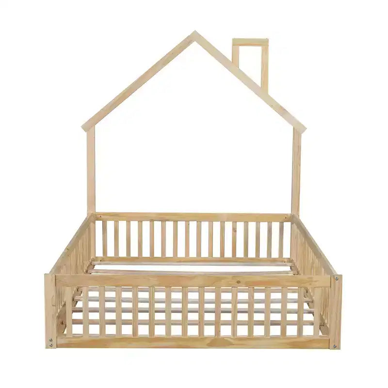 Lit de plate-forme Whisen Wood pour maison grandeur nature avec garde-corps