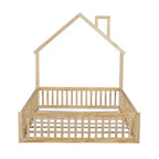 Lit de plate-forme Whisen Wood pour maison grandeur nature avec garde-corps