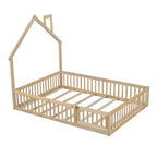 Lit de plate-forme Whisen Wood pour maison grandeur nature avec garde-corps