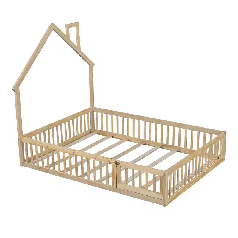 Lit de plate-forme Whisen Wood pour maison grandeur nature avec garde-corps