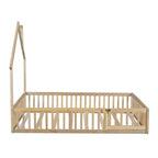 Lit de plate-forme Whisen Wood pour maison grandeur nature avec garde-corps