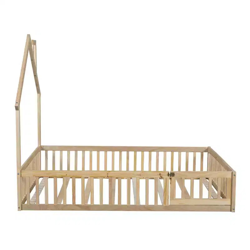 Lit de plate-forme Whisen Wood pour maison grandeur nature avec garde-corps