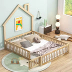 Lit de plate-forme Whisen Wood pour maison grandeur nature avec garde-corps