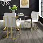 Inspired Home Vanderbilt Button Tufted Dining Chair with Stainless Steel Frame (Set of 2)