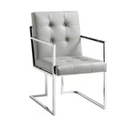 Chaises de salle à manger capitonnées Vanderbilt de la marque Inspired Home avec cadre en acier inoxydable (lot de 2)