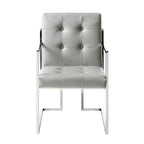 Chaises de salle à manger capitonnées Vanderbilt de la marque Inspired Home avec cadre en acier inoxydable (lot de 2)
