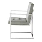Chaises de salle à manger capitonnées Vanderbilt de la marque Inspired Home avec cadre en acier inoxydable (lot de 2)