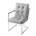 Chaises de salle à manger capitonnées Vanderbilt de la marque Inspired Home avec cadre en acier inoxydable (lot de 2)