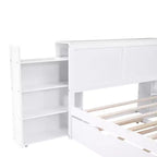 Lit plateforme Whisen avec étagères coulissantes et lit gigogne simple - Blanc