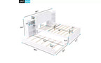 Lit plateforme Whisen avec étagères coulissantes et lit gigogne simple - Blanc