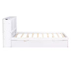 Lit plateforme Whisen avec étagères coulissantes et lit gigogne simple - Blanc