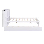 Lit plateforme Whisen avec étagères coulissantes et lit gigogne simple - Blanc