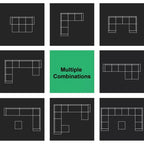 Canapé d'angle modulable 6 places en velours capitonné Belffin avec pouf de rangement
