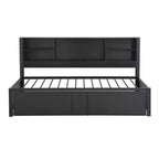 Lit de repos Whisen en métal de taille double avec lit gigogne double, étagères de rangement et ports USB