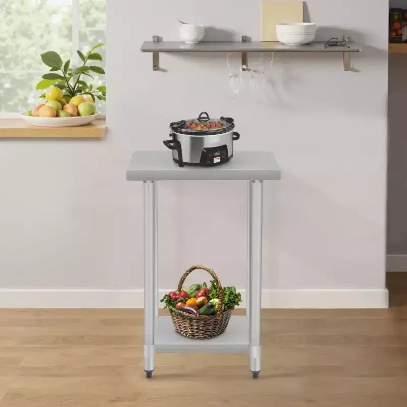 Table de travail de cuisine en acier inoxydable BMS 24/36/48/60 pouces résistante aux rayures avec pied de table réglable
