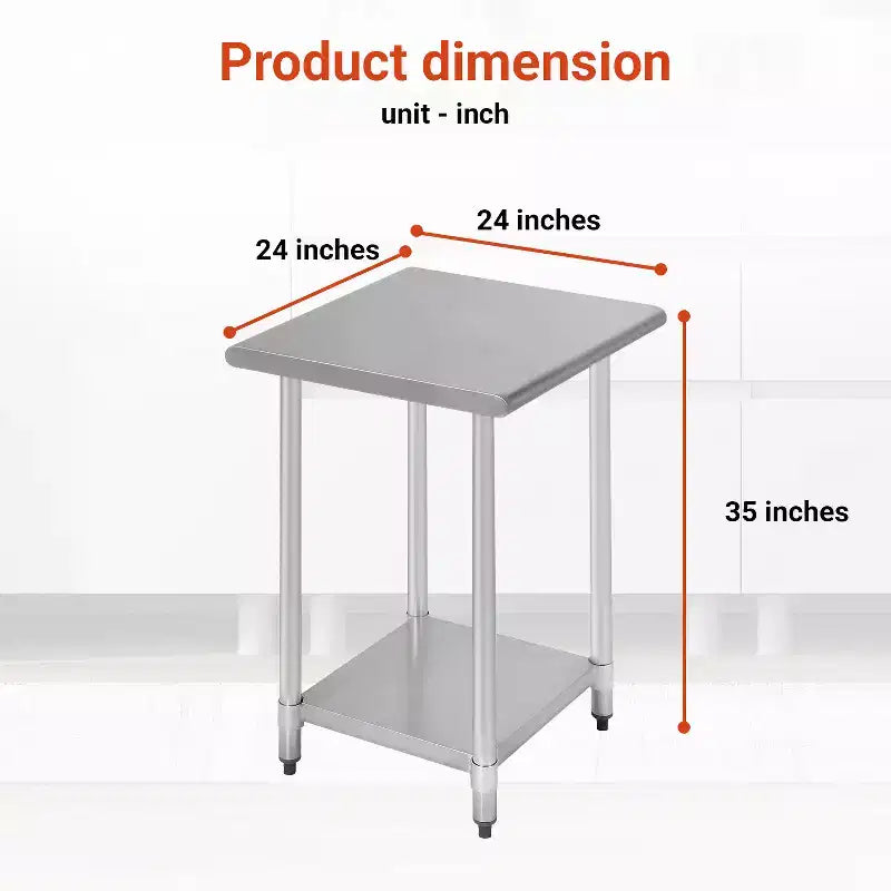 Table de travail de cuisine en acier inoxydable BMS 24/36/48/60 pouces résistante aux rayures avec pied de table réglable