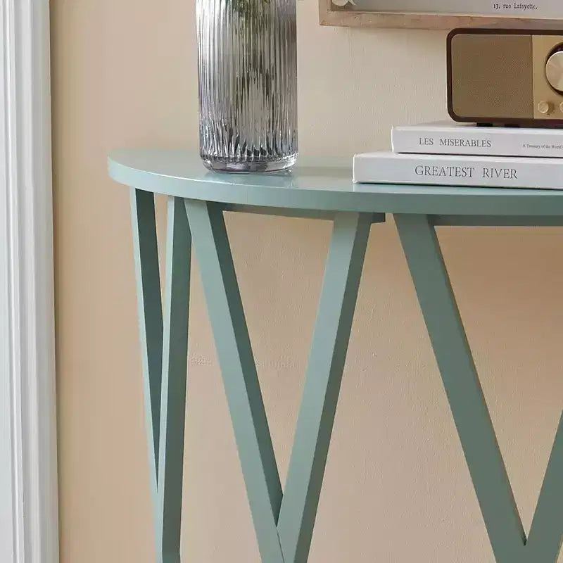 Kings Brand Furniture Table Console Demi-Lune en Bois Vienna pour Entrée, Table d'Appoint Canapé Motifs en X pour Salon, Couloir, Hall, Entrée