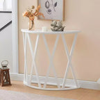 Kings Brand Furniture Table Console Demi-Lune en Bois Vienna pour Entrée, Table d'Appoint Canapé Motifs en X pour Salon, Couloir, Hall, Entrée