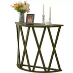 Kings Brand Furniture Table Console Demi-Lune en Bois Vienna pour Entrée, Table d'Appoint Canapé Motifs en X pour Salon, Couloir, Hall, Entrée