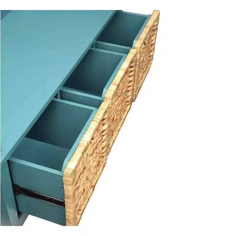 Banc Simple Relax en Bois avec 3 Tiroirs en Rotin et Teck