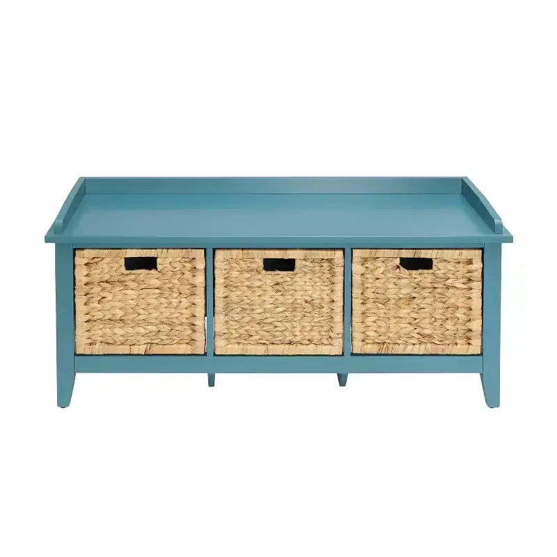 Banc Simple Relax en Bois avec 3 Tiroirs en Rotin et Teck