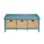 Banc Simple Relax en Bois avec 3 Tiroirs en Rotin et Teck