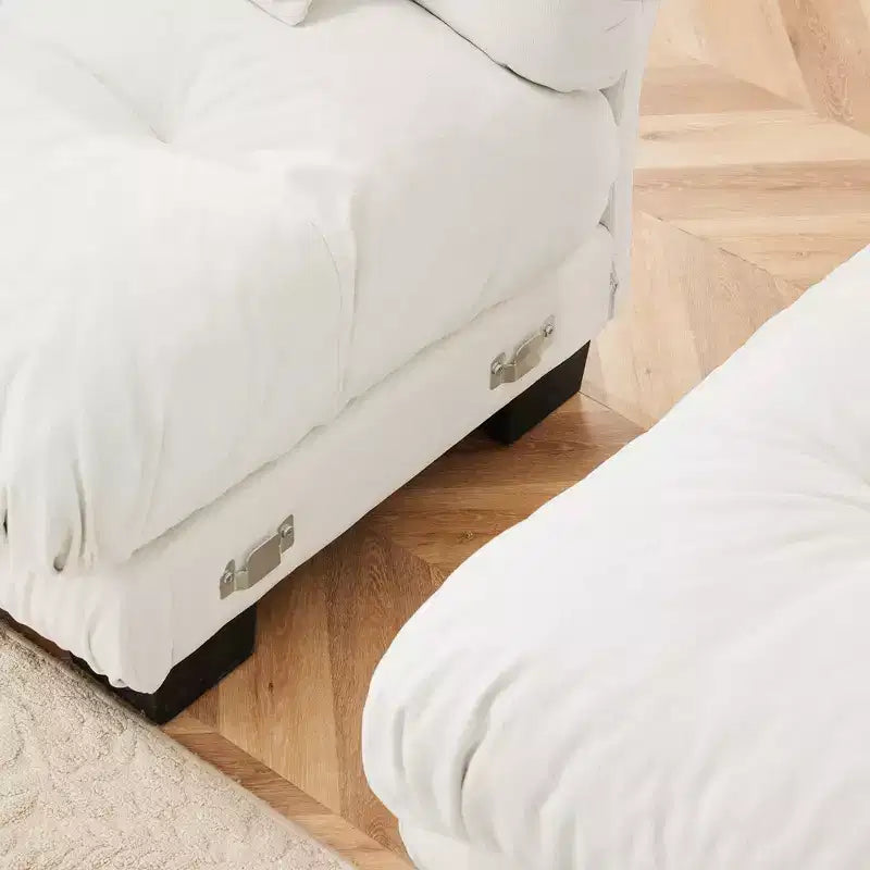 Canapé modulable, canapé d'angle en forme de L pour salon, canapé confortable 4 places avec pouf convertible