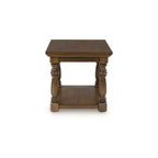 Table d'appoint rectangulaire traditionnelle Signature Design by Ashley Sturlayne – Table d'appoint à deux niveaux avec poteaux décoratifs, marron
